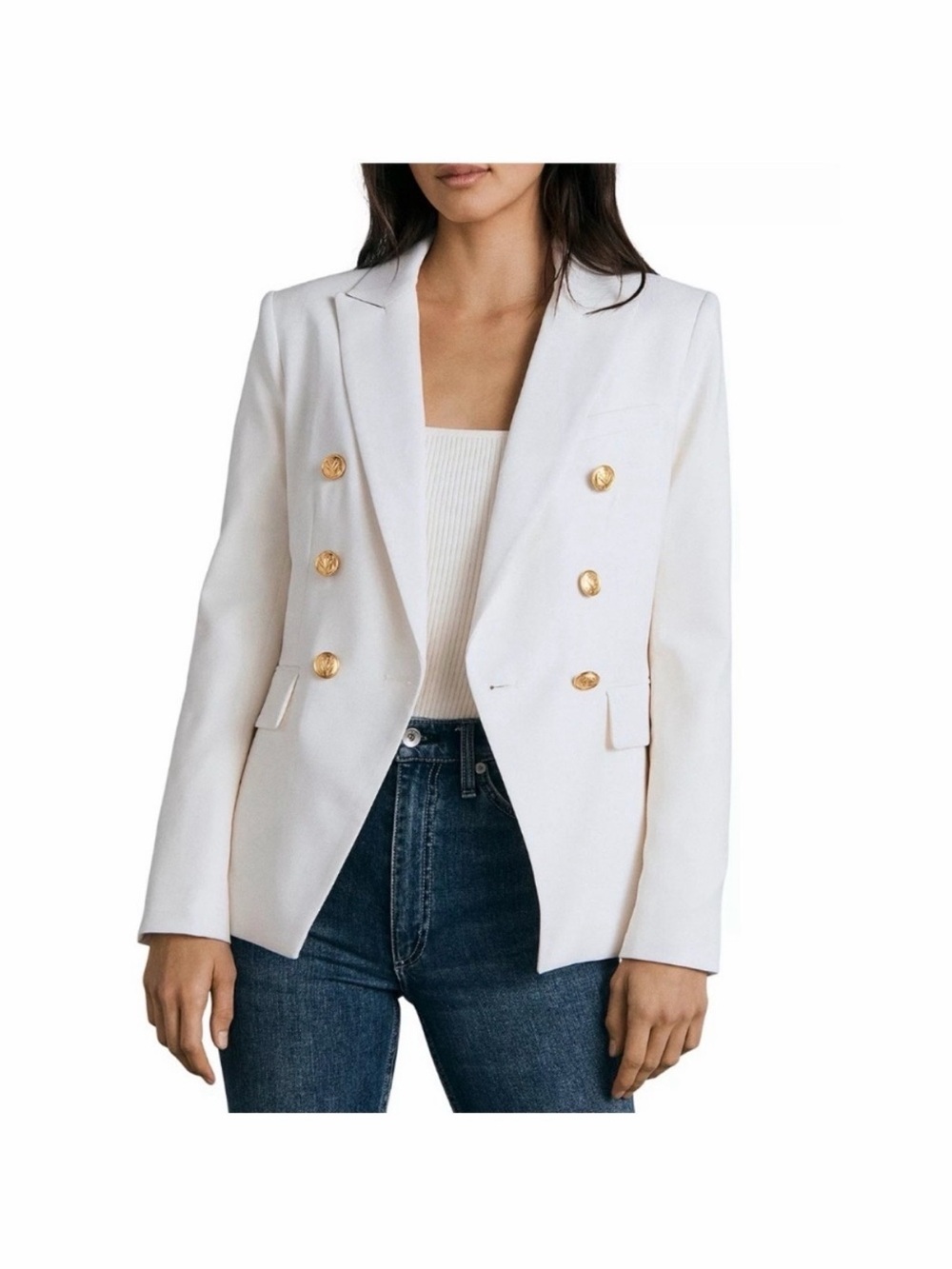 Rag & Bone Women's Double-Breasted White ‘Preston’ Blazer - Picture 10 of 11